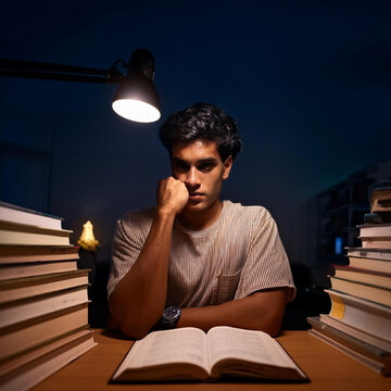 a boy tired of studying