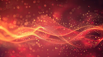 Dynamic wallpaper with red backdrop shimmering bokeh and wave-like patterns