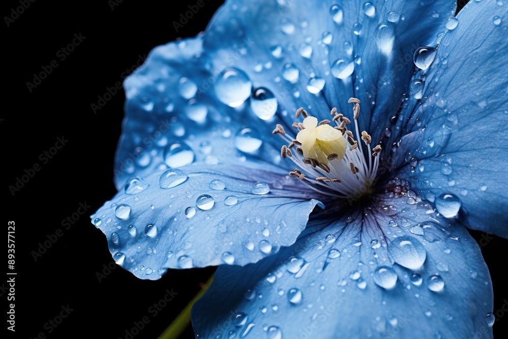 Canvas Prints Water droplet on himalayan blue poppy flower blossom nature.