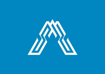 monogram logo template based on letter A, featuring letter S and number 2 neatly packed in negative space area