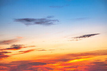 Beautiful , luxury soft gradient orange gold clouds and sunlight on the blue sky perfect for the background, take in everning,Twilight, Large size, high definition landscape photo