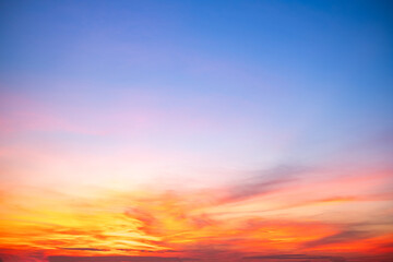 Beautiful , luxury soft gradient orange gold clouds and sunlight on the blue sky perfect for the background, take in everning,Twilight, Large size, high definition landscape photo