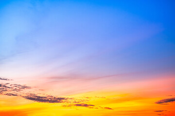 Beautiful , luxury soft gradient orange gold clouds and sunlight on the blue sky perfect for the background, take in everning,Twilight, Large size, high definition landscape photo
