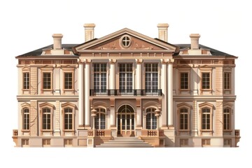 Fototapeta premium Architecture illustration baroque architecture building house white background.