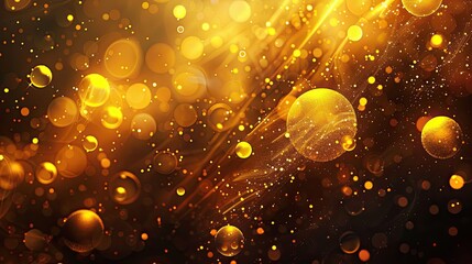 Obraz premium Backdrop with bold yellow splashes glowing bokeh and fluid smoky patterns