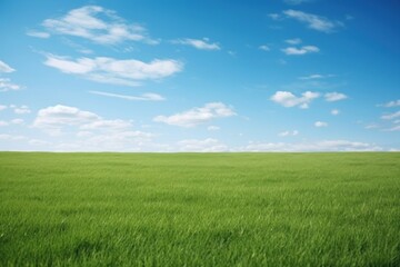 Naklejka premium A grassy field with clear blue sky backgrounds outdoors horizon.