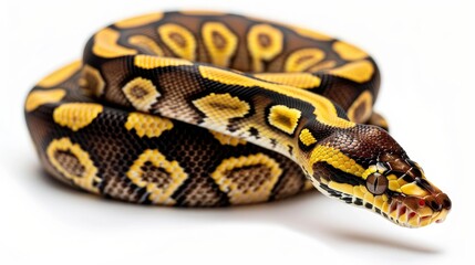 Obraz premium brown python snake on white background