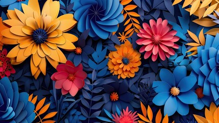 Bold background with vibrant flowers high contrast colors and sharp patterns