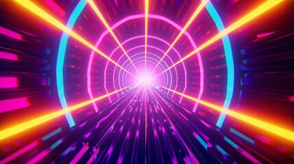 Fototapeta premium Abstract Neon Tunnel with Bright Colors