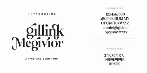 Elegant alphabet letters font and number. Classic Lettering Minimal Fashion Designs. Minimal modern urban fonts for logo, brand etc. Typography typeface uppercase lowercase and number. vector illustra