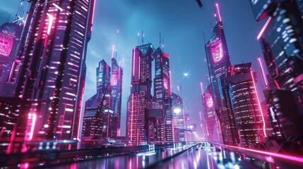 the light trails on the modern building background in Shanghai china.