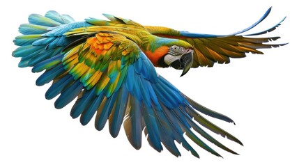 Fototapeta premium parrot bird in flight on white background