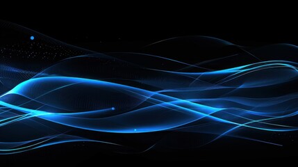 Fototapeta premium Abstract Blue Waves on Black Background