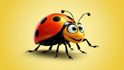 Fototapeta premium Illustration of a cute ladybug on a white background, showcasing its vibrant red and black colors