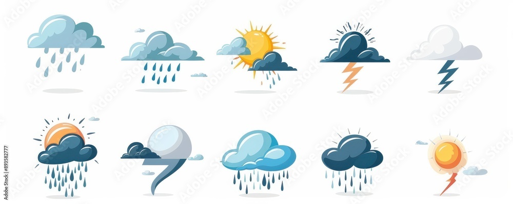 Wall mural a collection of different types of clouds and weather conditions.