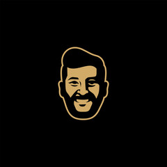 Men with beard silhouette. Mens face with beard. Male portraits vector logo