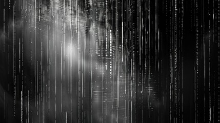 Abstract digital waterfall made of flowing binary code Tech