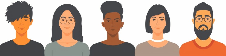 Fototapeta premium minimalistic male and female profile photos Generative AI