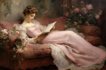 Reading painting art wedding