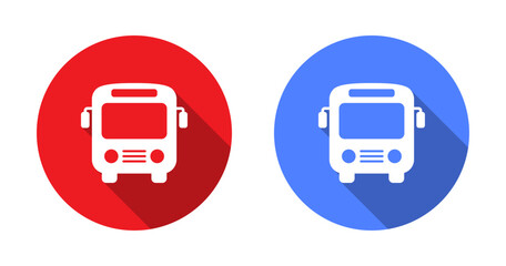 Bus stop icon with long shadow. Public transport sign symbol