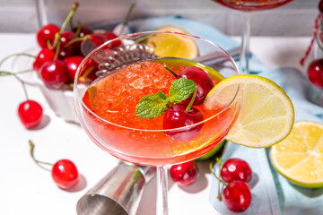 Cherry and lime alcoholic booze cocktail