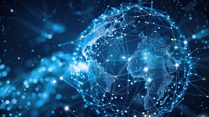 Holographic globe with network connections and data points Tech