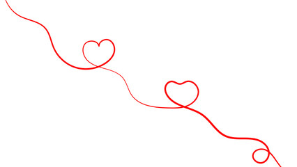 One continuous drawing of heart and color shape love sign. Thin contour and romantic symbol for greeting card and web banner. Doodle outline no background. Editable stroke. vector illustration