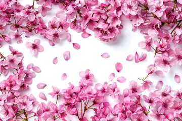 Pink cherry blossoms scattered beautifully