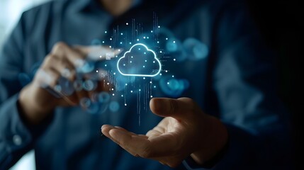 IT Professional Configuring Cloud Computing Security and Settings via Touchscreen Interface