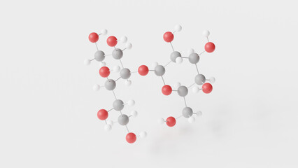 lactitol molecule 3d, molecular structure, ball and stick model, structural chemical formula e966