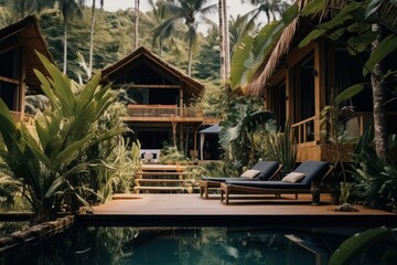Fototapeta premium Homestay in Thailand background architecture furniture outdoors.