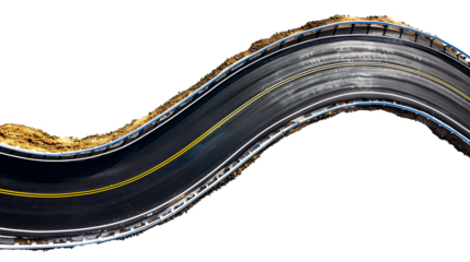 Blank empty asphalt road, aerial view, cut out design element