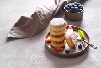 cheese pancakes with fresh berries for breakfast