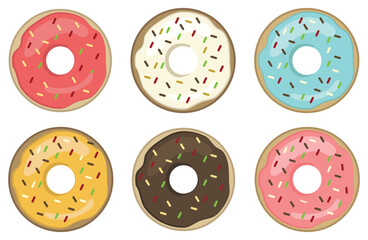 Donuts Flat Design Illustration. Donuts Flat Design Vector Illustration.