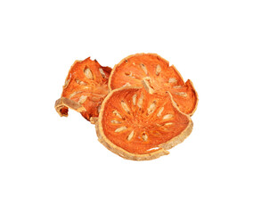 Dried sliced Bael fruit isolated transparent png