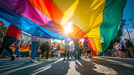 LGBTQ Pride Parade Celebration in Colorful City Street