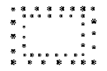 Frame Cat Or Dog Paw Pattern Background. Wallpaper. Vector Illustration