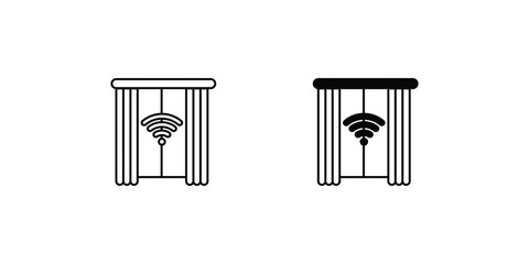 smart curtain set icon with white background vector stock illustration