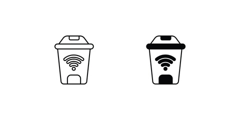 smart trash set icon with white background vector stock illustration