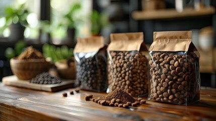 Fototapeta premium A Trio of Gourmet Dog Treats Awaits Their Furever Friends in a Cozy Cafe Setting. Generative AI