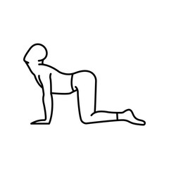 Cow pose man line icon. A man does yoga