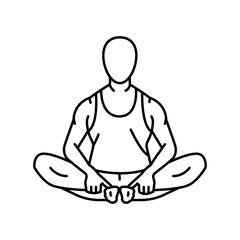 Baddha Konasana (Butterfly Pose) line icon. A man does yoga
