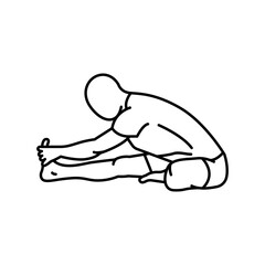 Janu Sirsasana (Head-to-Knee line icon. A man does yoga