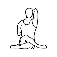 Gomukhasana (Cow Face Pose) line icon. A man does yoga