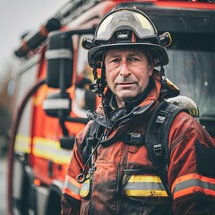 Obraz premium Career and Professions A dedicated firefighter