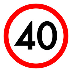 Speed limit 40 round road traffic icon flat design for project vector