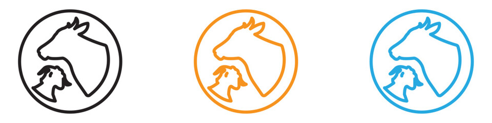 Animal husbandry icon vector logo set collection for web app ui