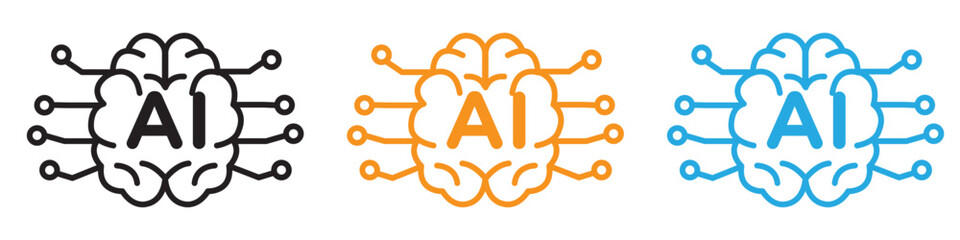 Artificial intelligence icon vector logo set collection for web app ui