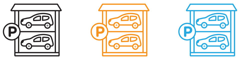 Multi Storey Parking icon vector logo set collection for web app ui