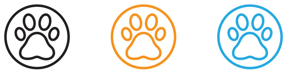 Paw icon vector logo set collection for web app ui
